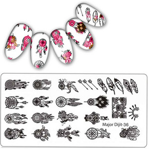 Major Dijit Nail Stamping Plate Stamp Flower Plate Line Σχέδιο Διχτυού Ορθογώνιο Πρότυπο Σφραγίδας Μανικιούρ Πλάκα εικόνας Nail Art