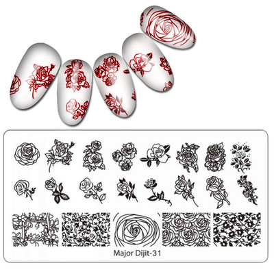 Major Dijit Nail Stamping Plate Stamp Flower Plate Line Σχέδιο Διχτυού Ορθογώνιο Πρότυπο Σφραγίδας Μανικιούρ Πλάκα εικόνας Nail Art