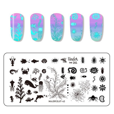 Major Dijit Nail Stamping Plate Stamp Flower Plate Line Σχέδιο Διχτυού Ορθογώνιο Πρότυπο Σφραγίδας Μανικιούρ Πλάκα εικόνας Nail Art