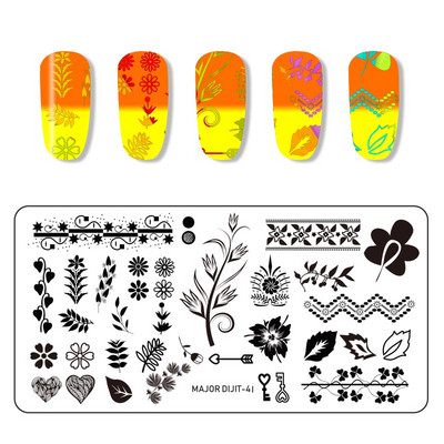 Major Dijit Nail Stamping Plate Stamp Flower Plate Line Σχέδιο Διχτυού Ορθογώνιο Πρότυπο Σφραγίδας Μανικιούρ Πλάκα εικόνας Nail Art
