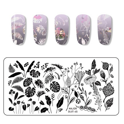 Major Dijit Nail Stamping Plate Stamp Flower Plate Line Σχέδιο Διχτυού Ορθογώνιο Πρότυπο Σφραγίδας Μανικιούρ Πλάκα εικόνας Nail Art