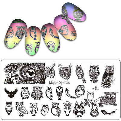 Major Dijit Nail Stamping Plate Stamp Flower Plate Line Σχέδιο Διχτυού Ορθογώνιο Πρότυπο Σφραγίδας Μανικιούρ Πλάκα εικόνας Nail Art