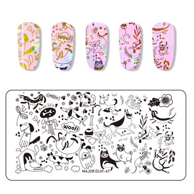 Major Dijit Nail Stamping Plate Stamp Flower Plate Line Σχέδιο Διχτυού Ορθογώνιο Πρότυπο Σφραγίδας Μανικιούρ Πλάκα εικόνας Nail Art
