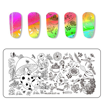 Major Dijit Nail Stamping Plate Stamp Flower Plate Line Σχέδιο Διχτυού Ορθογώνιο Πρότυπο Σφραγίδας Μανικιούρ Πλάκα εικόνας Nail Art