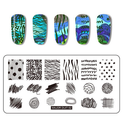 Major Dijit Nail Stamping Plate Stamp Flower Plate Line Σχέδιο Διχτυού Ορθογώνιο Πρότυπο Σφραγίδας Μανικιούρ Πλάκα εικόνας Nail Art