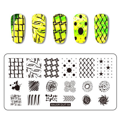 Major Dijit Nail Stamping Plate Stamp Flower Plate Line Σχέδιο Διχτυού Ορθογώνιο Πρότυπο Σφραγίδας Μανικιούρ Πλάκα εικόνας Nail Art