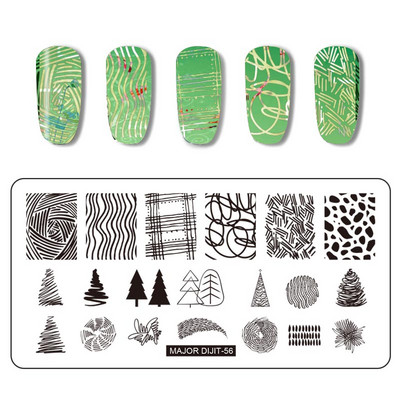 Major Dijit Nail Stamping Plate Stamp Flower Plate Line Σχέδιο Διχτυού Ορθογώνιο Πρότυπο Σφραγίδας Μανικιούρ Πλάκα εικόνας Nail Art