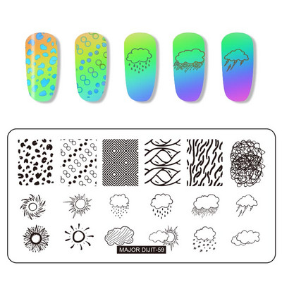 Major Dijit Nail Stamping Plate Stamp Flower Plate Line Σχέδιο Διχτυού Ορθογώνιο Πρότυπο Σφραγίδας Μανικιούρ Πλάκα εικόνας Nail Art