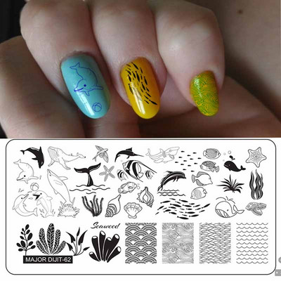 Major Dijit Nail Stamping Plate Stamp Flower Plate Line Σχέδιο Διχτυού Ορθογώνιο Πρότυπο Σφραγίδας Μανικιούρ Πλάκα εικόνας Nail Art
