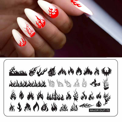 Major Dijit Nail Stamping Plate Stamp Flower Plate Line Σχέδιο Διχτυού Ορθογώνιο Πρότυπο Σφραγίδας Μανικιούρ Πλάκα εικόνας Nail Art