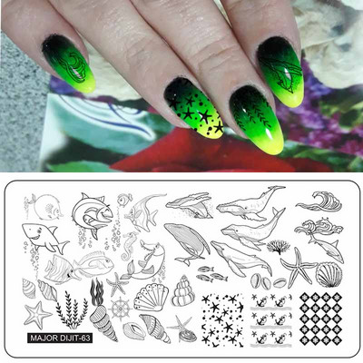 Major Dijit Nail Stamping Plate Stamp Flower Plate Line Σχέδιο Διχτυού Ορθογώνιο Πρότυπο Σφραγίδας Μανικιούρ Πλάκα εικόνας Nail Art