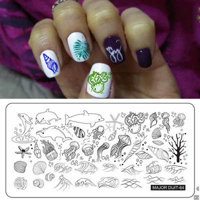 Major Dijit Nail Stamping Plate Stamp Flower Plate Line Σχέδιο Διχτυού Ορθογώνιο Πρότυπο Σφραγίδας Μανικιούρ Πλάκα εικόνας Nail Art
