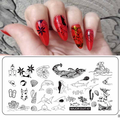 Major Dijit Nail Stamping Plate Stamp Flower Plate Line Σχέδιο Διχτυού Ορθογώνιο Πρότυπο Σφραγίδας Μανικιούρ Πλάκα εικόνας Nail Art