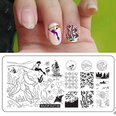 Major Dijit Nail Stamping Plate Stamp Flower Plate Line Σχέδιο Διχτυού Ορθογώνιο Πρότυπο Σφραγίδας Μανικιούρ Πλάκα εικόνας Nail Art