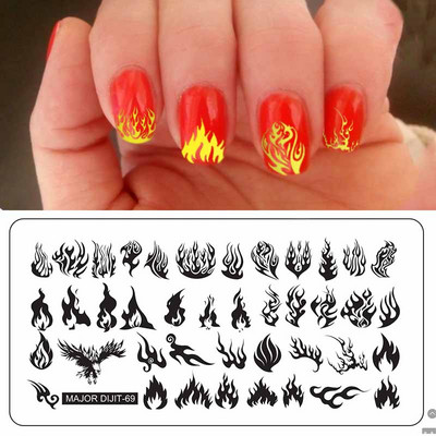 Major Dijit Nail Stamping Plate Stamp Flower Plate Line Σχέδιο Διχτυού Ορθογώνιο Πρότυπο Σφραγίδας Μανικιούρ Πλάκα εικόνας Nail Art