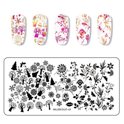 Major Dijit Nail Stamping Plate Stamp Flower Plate Line Σχέδιο Διχτυού Ορθογώνιο Πρότυπο Σφραγίδας Μανικιούρ Πλάκα εικόνας Nail Art