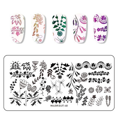 Major Dijit Nail Stamping Plate Stamp Flower Plate Line Σχέδιο Διχτυού Ορθογώνιο Πρότυπο Σφραγίδας Μανικιούρ Πλάκα εικόνας Nail Art