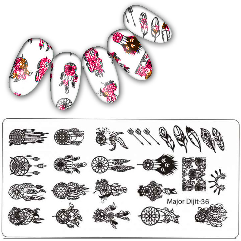 Major Dijit Nail Stamping Plate Stamp Flower Plate Line Σχέδιο Διχτυού Ορθογώνιο Πρότυπο Σφραγίδας Μανικιούρ Πλάκα εικόνας Nail Art