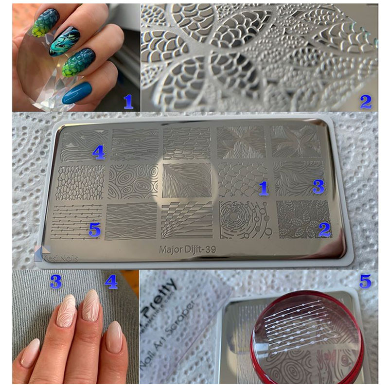Major Dijit Nail Stamping Plate Stamp Flower Plate Line Σχέδιο Διχτυού Ορθογώνιο Πρότυπο Σφραγίδας Μανικιούρ Πλάκα εικόνας Nail Art