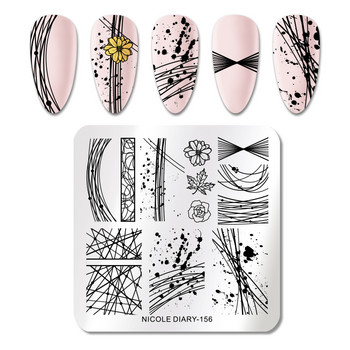 NICOLE DIARY Плочи за щамповане на нокти от неръждаема стомана Цветя Nail Art DIY Nail Image Plate Stencil Аксесоари Инструмент