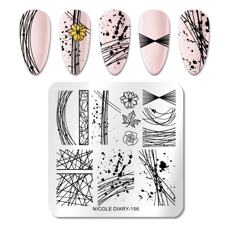 NICOLE NAPLÓ Rozsdamentes acél körömbélyegző lemezek Virágok Körömdíszítés Barkácsolás Köröm Képlemez Stencil Tartozékok Eszköz