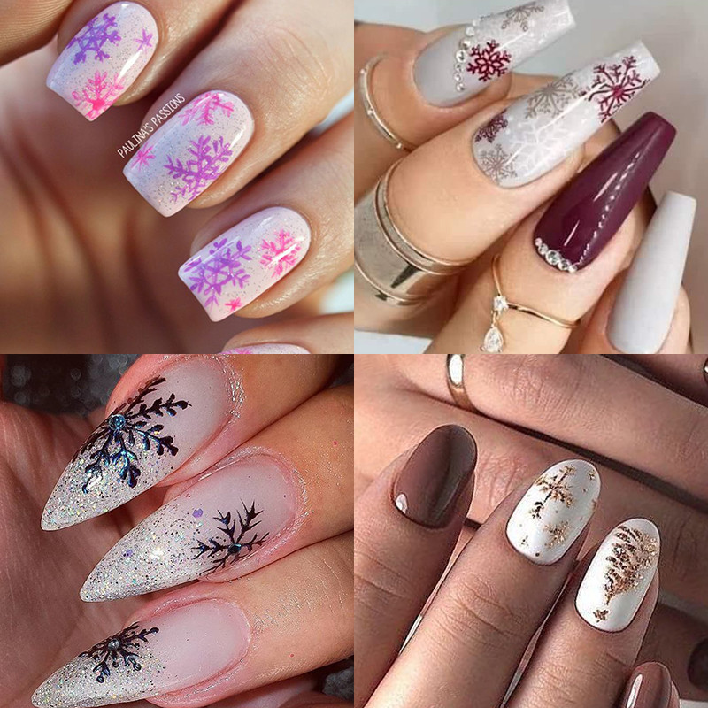 Lézer arany ezüst karácsonyi köröm matricák Mikulás jávorszarvas fa Szarvas medvék aranyos rajzfilm csúszkák fehér hópelyhek matricák csúszka