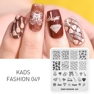 Πρότυπο KADS Nail Art 36 Σχέδια Κινεζικό στιλ ζωγραφική με μελάνι Wordart Image Πρότυπο για σφράγιση νυχιών Πλάκα για στάμπα νυχιών Στένσιλ