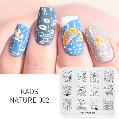 Πρότυπο KADS Nail Art 36 Σχέδια Κινεζικό στιλ ζωγραφική με μελάνι Wordart Image Πρότυπο για σφράγιση νυχιών Πλάκα για στάμπα νυχιών Στένσιλ