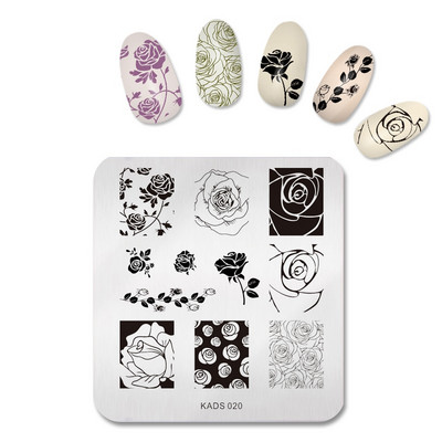 Πρότυπο KADS Nail Art 36 Σχέδια Κινεζικό στιλ ζωγραφική με μελάνι Wordart Image Πρότυπο για σφράγιση νυχιών Πλάκα για στάμπα νυχιών Στένσιλ