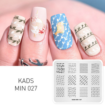 Πρότυπο KADS Nail Art 36 Σχέδια Κινεζικό στιλ ζωγραφική με μελάνι Wordart Image Πρότυπο για σφράγιση νυχιών Πλάκα για στάμπα νυχιών Στένσιλ
