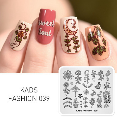 Πρότυπο KADS Nail Art 36 Σχέδια Κινεζικό στιλ ζωγραφική με μελάνι Wordart Image Πρότυπο για σφράγιση νυχιών Πλάκα για στάμπα νυχιών Στένσιλ