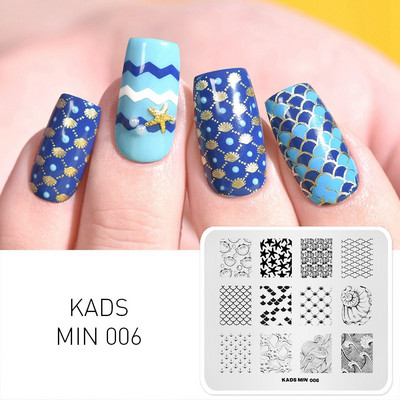 Πρότυπο KADS Nail Art 36 Σχέδια Κινεζικό στιλ ζωγραφική με μελάνι Wordart Image Πρότυπο για σφράγιση νυχιών Πλάκα για στάμπα νυχιών Στένσιλ