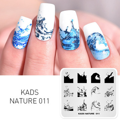 Πρότυπο KADS Nail Art 36 Σχέδια Κινεζικό στιλ ζωγραφική με μελάνι Wordart Image Πρότυπο για σφράγιση νυχιών Πλάκα για στάμπα νυχιών Στένσιλ
