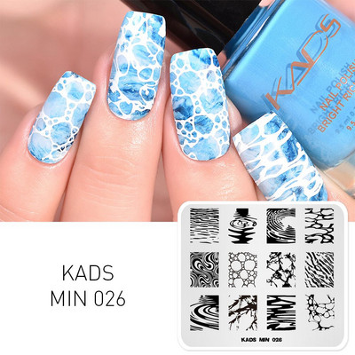 Πρότυπο KADS Nail Art 36 Σχέδια Κινεζικό στιλ ζωγραφική με μελάνι Wordart Image Πρότυπο για σφράγιση νυχιών Πλάκα για στάμπα νυχιών Στένσιλ