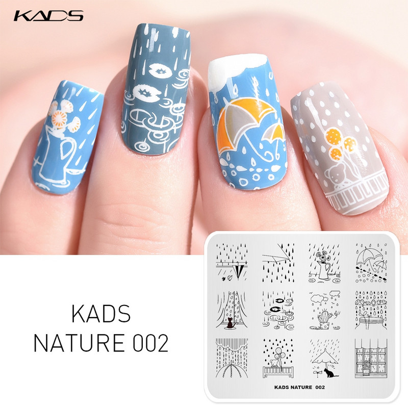 Πρότυπο KADS Nail Art 36 Σχέδια Κινεζικό στιλ ζωγραφική με μελάνι Wordart Image Πρότυπο για σφράγιση νυχιών Πλάκα για στάμπα νυχιών Στένσιλ