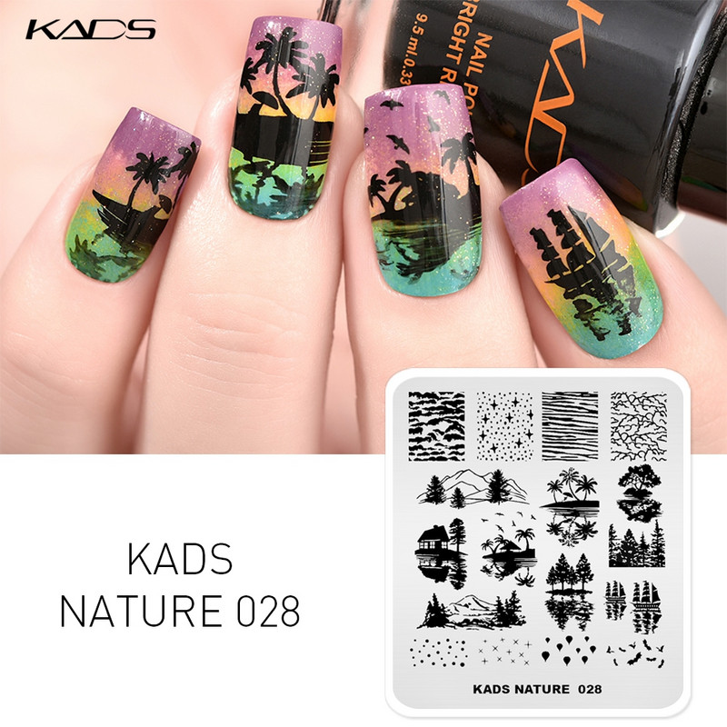 Πρότυπο KADS Nail Art 36 Σχέδια Κινεζικό στιλ ζωγραφική με μελάνι Wordart Image Πρότυπο για σφράγιση νυχιών Πλάκα για στάμπα νυχιών Στένσιλ