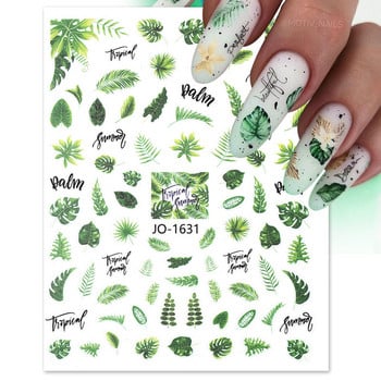 Пролетен 3D стикер за нокти Purper Leaves Flowers Tropical Plants Fruit Nail Art Decals Floral Leaf Sliders Manicure Nail Tips Decor