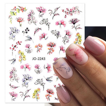 Пролетен 3D стикер за нокти Purper Leaves Flowers Tropical Plants Fruit Nail Art Decals Floral Leaf Sliders Manicure Nail Tips Decor