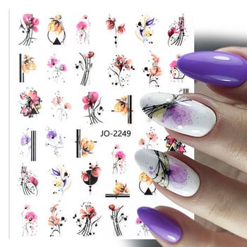 Пролетен 3D стикер за нокти Purper Leaves Flowers Tropical Plants Fruit Nail Art Decals Floral Leaf Sliders Manicure Nail Tips Decor