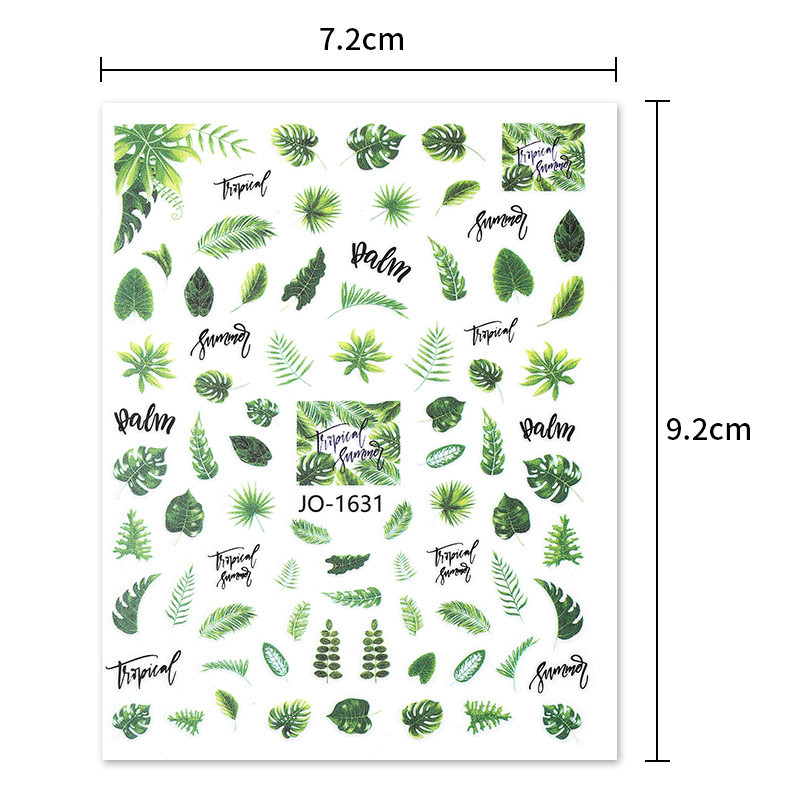 Tavaszi 3D körömmatrica purper levelek virágok trópusi növények gyümölcs körömdíszítő matricák virágos levél csúszkák manikűr körömcsúcsok dekoráció