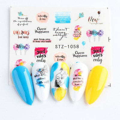 ABC Letter Αυτοκόλλητα Nail Art Αυτοκόλλητα Αγγλικής Παλιάς Γραμματοσειράς Μαύρος Αριθμός Τατουάζ Σχέδιο Νυχιών Σχεδίαση Νερού Συρόμενα Μανικιούρ Περιτυλίγματα CHSTZ1046-1049