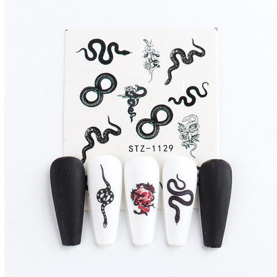 ABC Letter Αυτοκόλλητα Nail Art Αυτοκόλλητα Αγγλικής Παλιάς Γραμματοσειράς Μαύρος Αριθμός Τατουάζ Σχέδιο Νυχιών Σχεδίαση Νερού Συρόμενα Μανικιούρ Περιτυλίγματα CHSTZ1046-1049