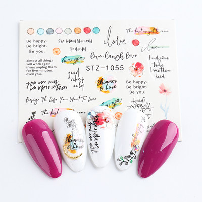 ABC Letter Αυτοκόλλητα Nail Art Αυτοκόλλητα Αγγλικής Παλιάς Γραμματοσειράς Μαύρος Αριθμός Τατουάζ Σχέδιο Νυχιών Σχεδίαση Νερού Συρόμενα Μανικιούρ Περιτυλίγματα CHSTZ1046-1049