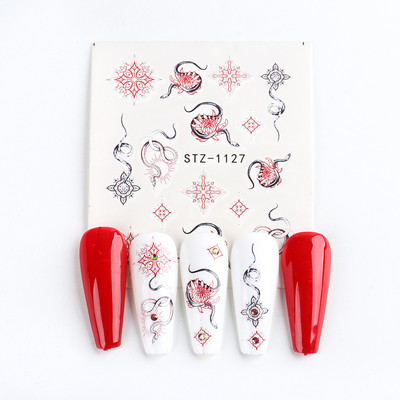 ABC Letter Αυτοκόλλητα Nail Art Αυτοκόλλητα Αγγλικής Παλιάς Γραμματοσειράς Μαύρος Αριθμός Τατουάζ Σχέδιο Νυχιών Σχεδίαση Νερού Συρόμενα Μανικιούρ Περιτυλίγματα CHSTZ1046-1049
