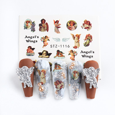 ABC Letter Αυτοκόλλητα Nail Art Αυτοκόλλητα Αγγλικής Παλιάς Γραμματοσειράς Μαύρος Αριθμός Τατουάζ Σχέδιο Νυχιών Σχεδίαση Νερού Συρόμενα Μανικιούρ Περιτυλίγματα CHSTZ1046-1049