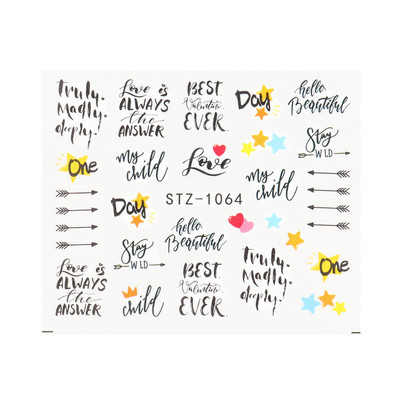 ABC Letter Αυτοκόλλητα Nail Art Αυτοκόλλητα Αγγλικής Παλιάς Γραμματοσειράς Μαύρος Αριθμός Τατουάζ Σχέδιο Νυχιών Σχεδίαση Νερού Συρόμενα Μανικιούρ Περιτυλίγματα CHSTZ1046-1049