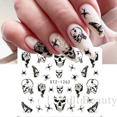 ABC Letter Αυτοκόλλητα Nail Art Αυτοκόλλητα Αγγλικής Παλιάς Γραμματοσειράς Μαύρος Αριθμός Τατουάζ Σχέδιο Νυχιών Σχεδίαση Νερού Συρόμενα Μανικιούρ Περιτυλίγματα CHSTZ1046-1049