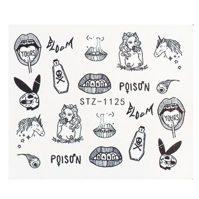 ABC Letter Αυτοκόλλητα Nail Art Αυτοκόλλητα Αγγλικής Παλιάς Γραμματοσειράς Μαύρος Αριθμός Τατουάζ Σχέδιο Νυχιών Σχεδίαση Νερού Συρόμενα Μανικιούρ Περιτυλίγματα CHSTZ1046-1049