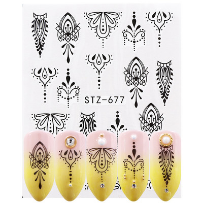 ABC Letter Αυτοκόλλητα Nail Art Αυτοκόλλητα Αγγλικής Παλιάς Γραμματοσειράς Μαύρος Αριθμός Τατουάζ Σχέδιο Νυχιών Σχεδίαση Νερού Συρόμενα Μανικιούρ Περιτυλίγματα CHSTZ1046-1049