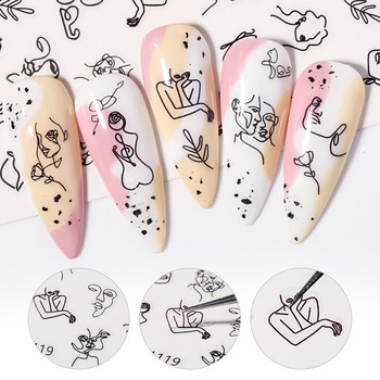 1Pcs Graffiti Picture Woman Face Design Абстрактни стикери за нокти Маникюр Nail Art Decoration Water Sticker Tips DIY Decoratia